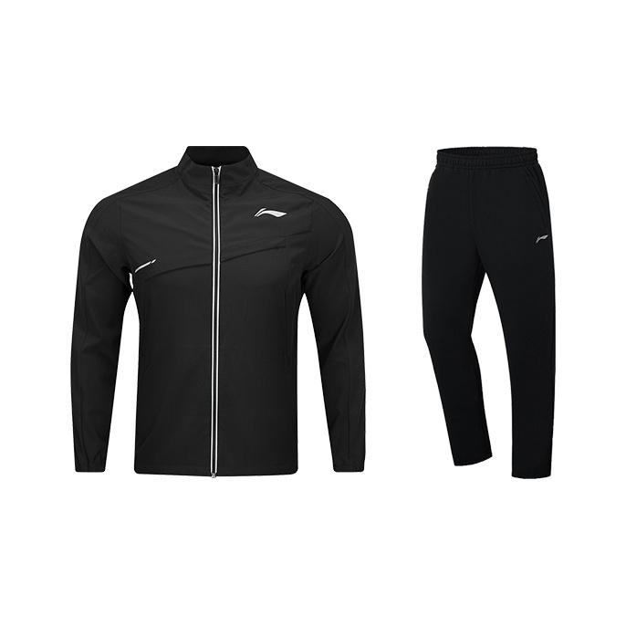 

Li-Ning Минималистичный Универсальный Стильный Жакет на молнии со стойкой Прямые Удобные Мягкие Спортивные брюки Повседневный Спортивный костюм AYYV003-1+AKLT243-1 M