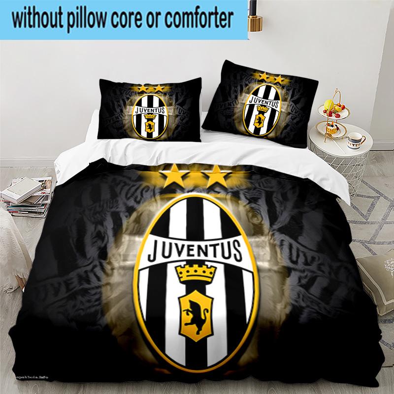 Juventus Heartbeat Logo 3PCS Bedding set,Ideal for1pc Duvet Cover And 2pcs Pillowcases Perfect for Christmas gift,Ideal for Bedroom, Dormitory