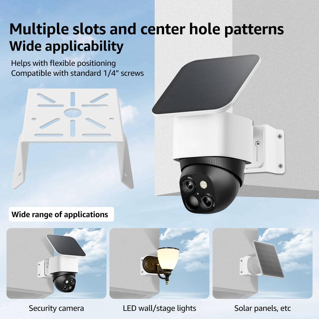 2Pcs Mounting Corner Metal Bracket Wide Angle Adapter Monitoring Area Up To 270° for Camera LED Wall/Stage Light and Solar Panel
