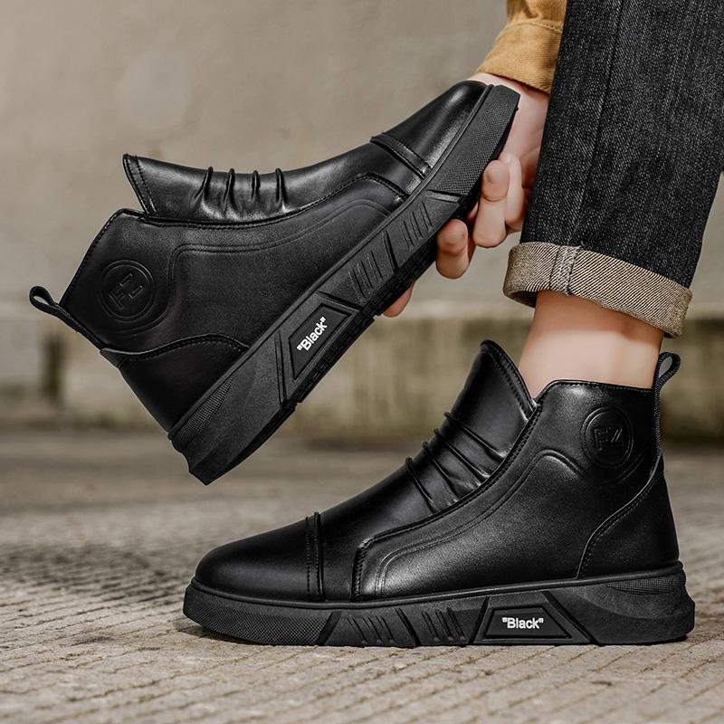 Men's fashion cotton winter casual anti slip hight top wear-resistant thick soled outdoor shoesplush thicken comfort cotton shoe