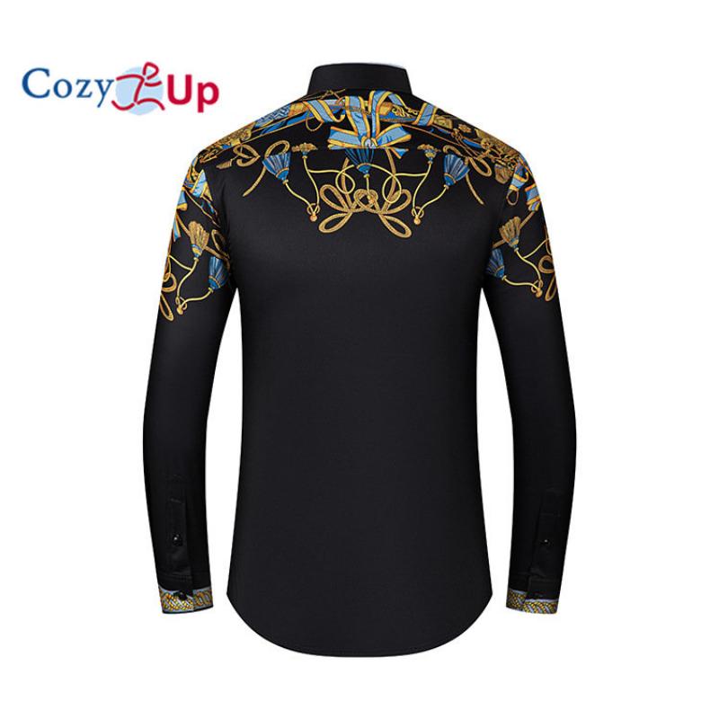 Cozy Up Mens Long Sleeve Fashion Luxury Design Print Dress Shirt