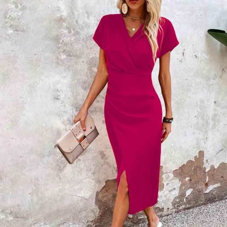 Elegant Women Summer Slim Fit V Neck Casual Cocktail Work Formal Evening Wrap Dress