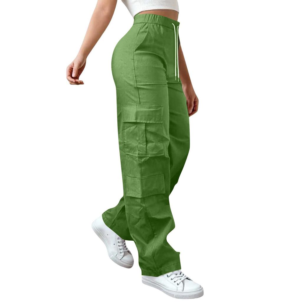 Pantaloni Cargo Elastici cu Talie Înaltă pentru Femei, Pantaloni Casual Stretch cu Picior Larg Streetwear Parașută pentru Drumeții cu Buzunare