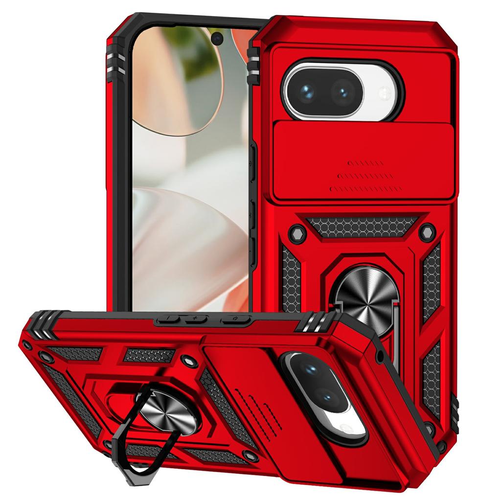 For Google Pixel 9a Case PC + TPU Phone Cover with Lens Protection Kickstand