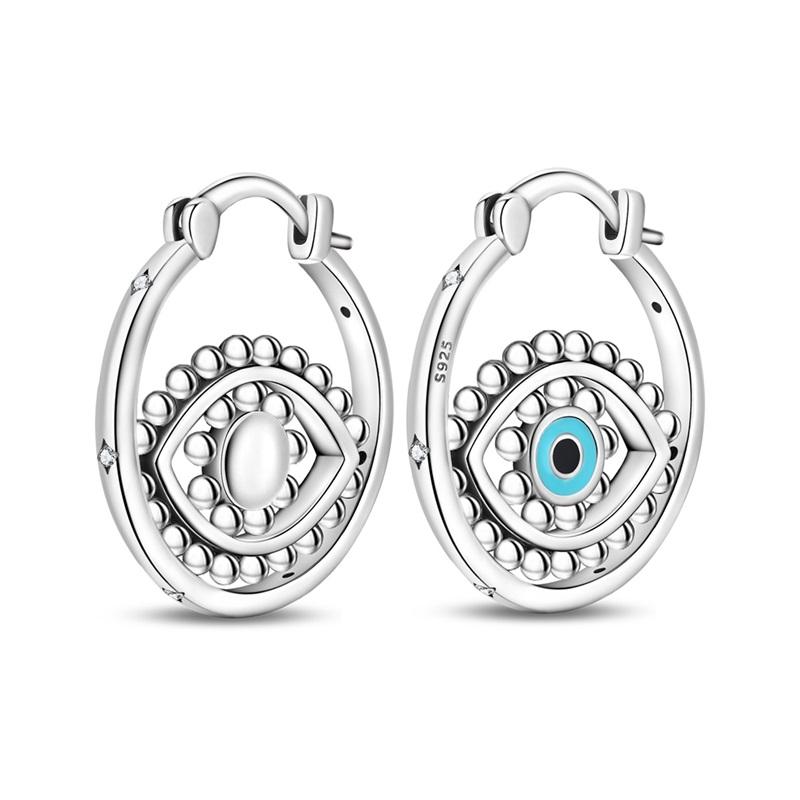 925 Silber Blauer Zirkon Traumfänger Feder Stern Mond Niedliche Kralle Creolen Für Damen Feiner Geburtstagsschmuck Geschenke