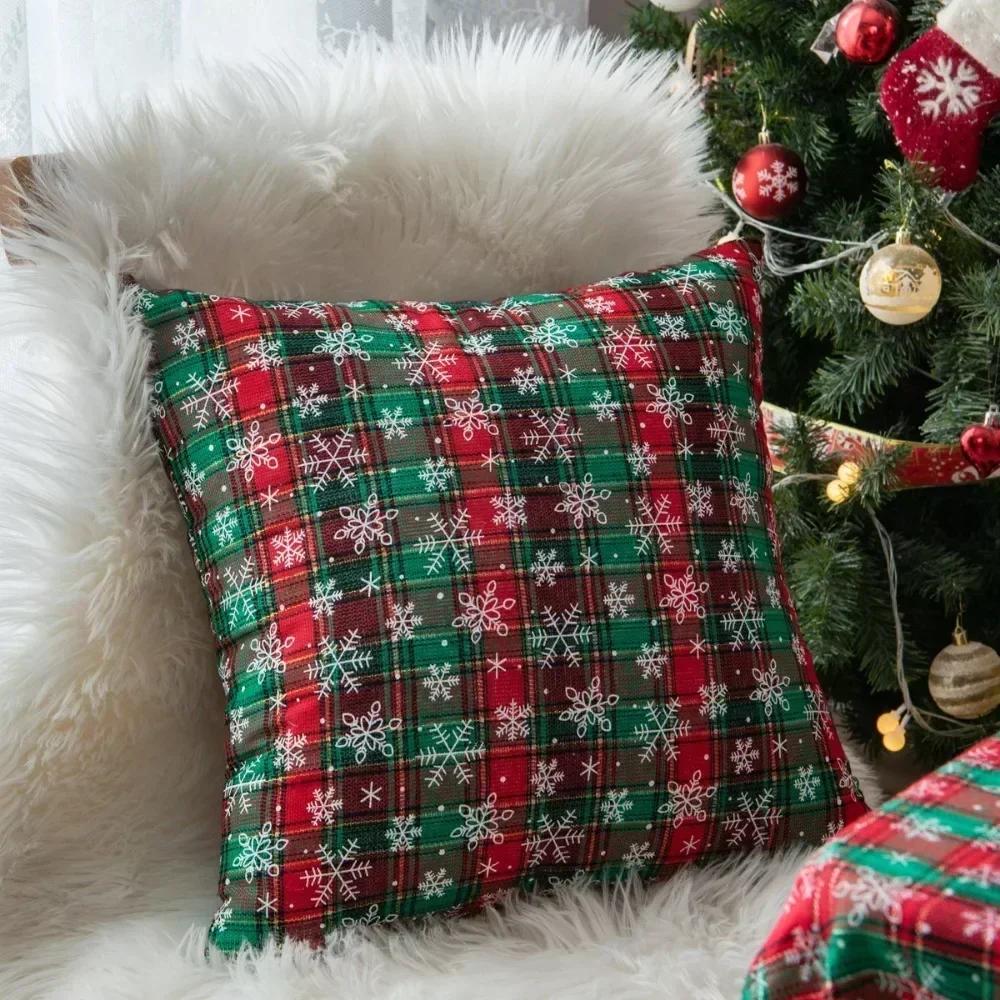 45x45cm 30x50cm Square Pillow Cases Christmas Scottish Tartan Plaid Cushion Covers Bed Sofa Pad Party Decor Throw Pillow Cover