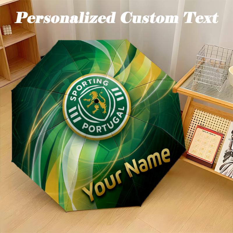 8 Rib Auto Folding Umbrella Sporting CP Print Custom Name Text Portable Rain Gear