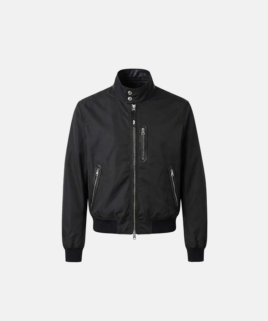 BADBLOOD Contour Technical Leather Panel High-Neck Jacket - Black