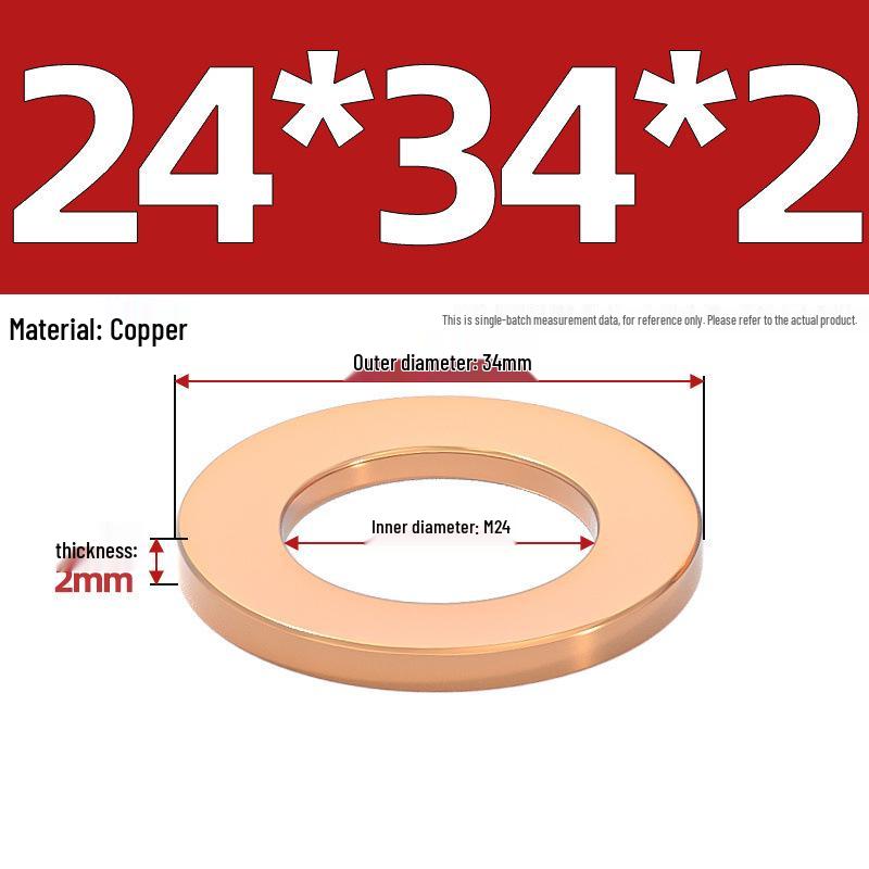 Marine Instrument Copper Gasket Ring: Pure Red Copper Sealing Washer, M3-M60mm.