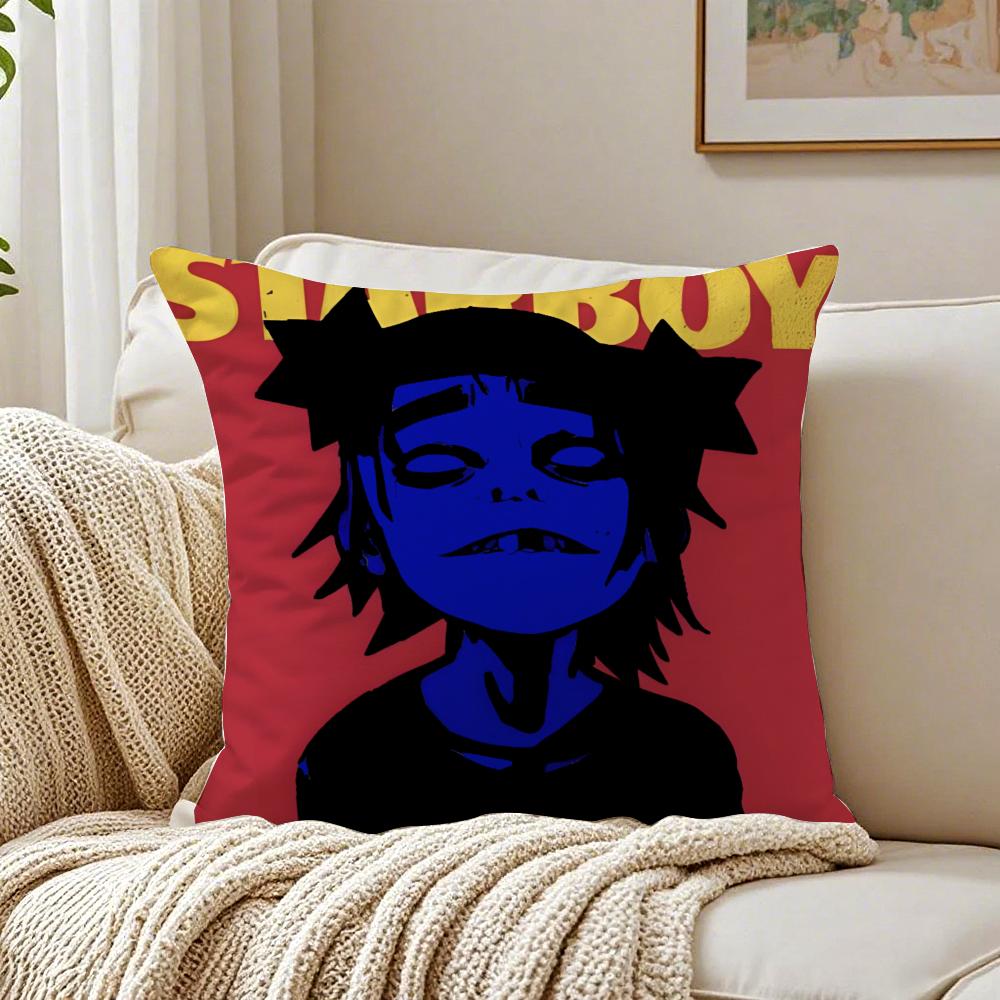 Feel Good Simple Fashion G-Gorillaz Music Cushion Cover Linen Pillowcase Soft For Sofa Bed Home Room Decor