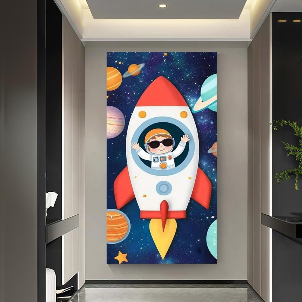 Fantasy Space Astronaut Rocket Kids Birthday Party Decorations Background Supplies Cartoon Cosmic Planet Photography Backdrop