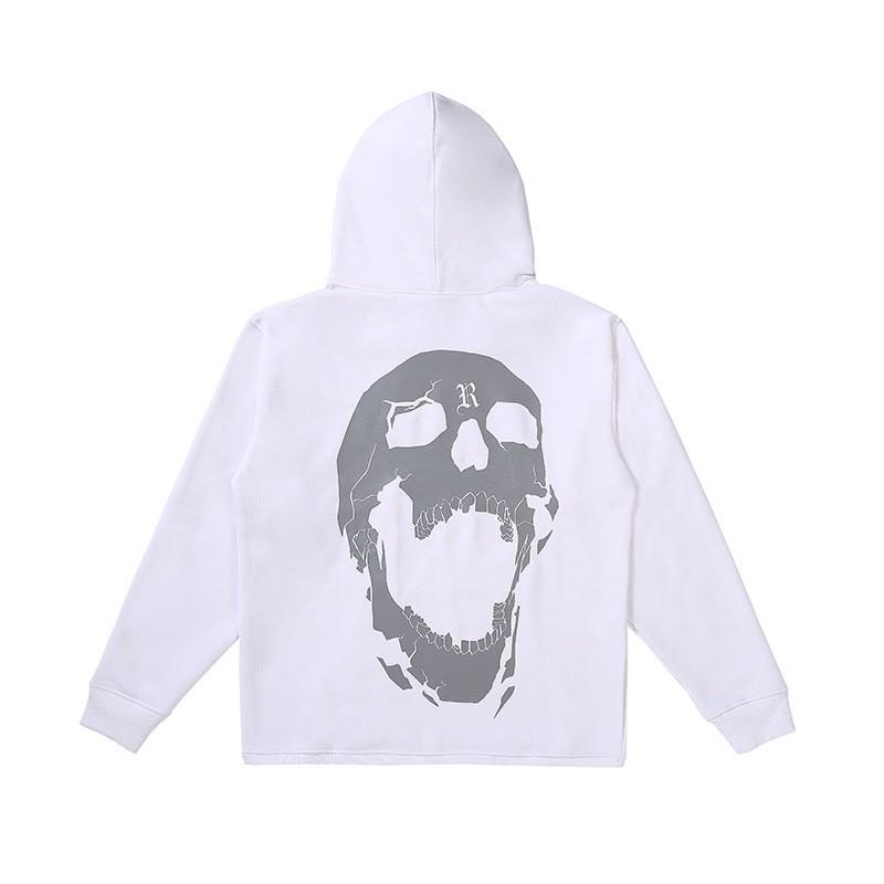 Mens Oversized Hoodie With Embroidered Skull Spine Design Streetwear Casual Pullover Cotton Blend Loose Fit