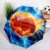 Soccer Ball Bursting Through Umbrella Folding Umbrella, Automatic Umbrella 8-Frame for Travel, Camping Use Gift for Halloween Christmas