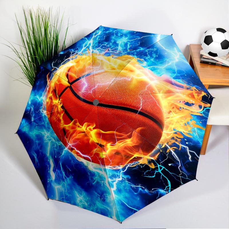 Soccer Ball Bursting Through Umbrella Folding Umbrella, Automatic Umbrella 8-Frame for Travel, Camping Use Gift for Halloween Christmas