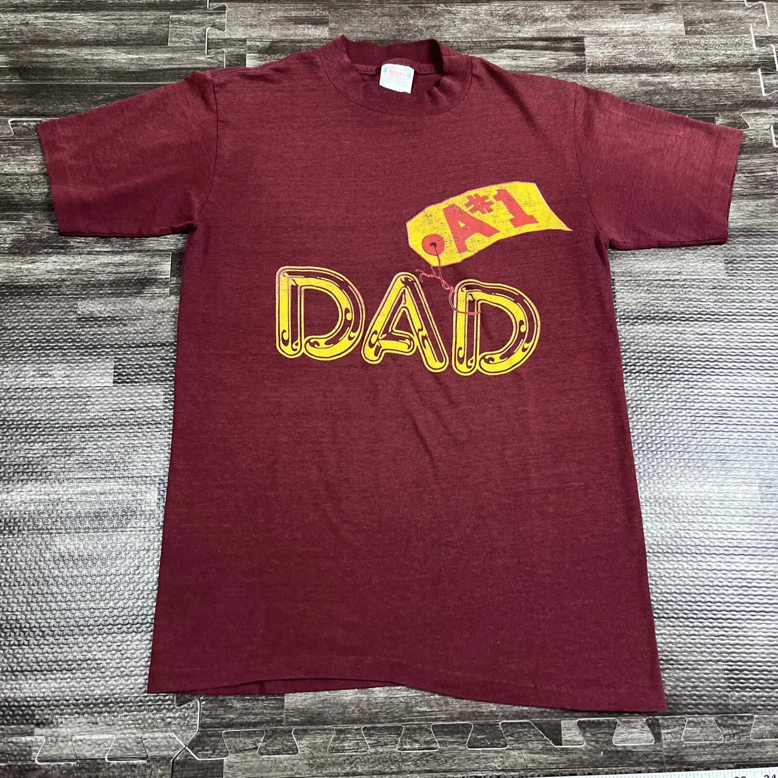 

Vintage 1980s #1 Dad Graphic Tshirt Burgundy Medium VTG Casual 2XL