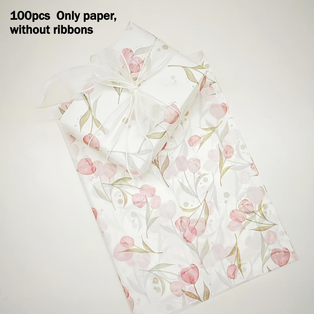 100pcs of Tulip Pattern Paper | Suitable for Handmade Crafting, Party Gift Wrapping, And Applicable for Party And Birthday Gifts