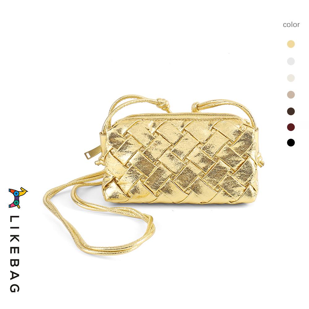 

Елегантна жіноча сумка на плече з плісуванням у ромбоподібний візерунок - М яка, модна, маленька квадратна конструкція на блискавці Новий стиль золотий