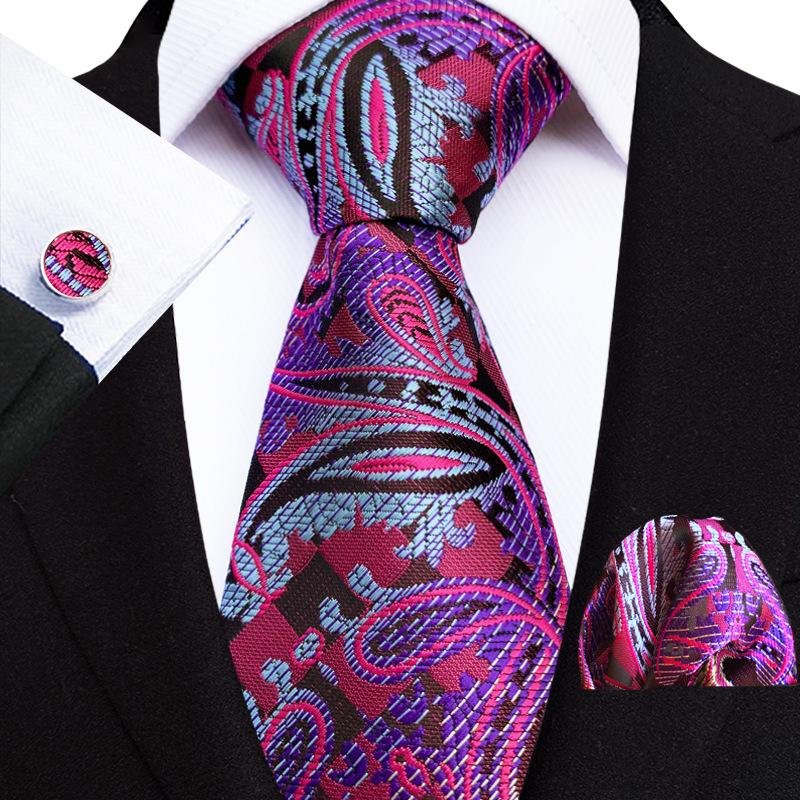 Paisley Waist Flower Men'S Tie Pocket Towel Cuff Three-Piece Set