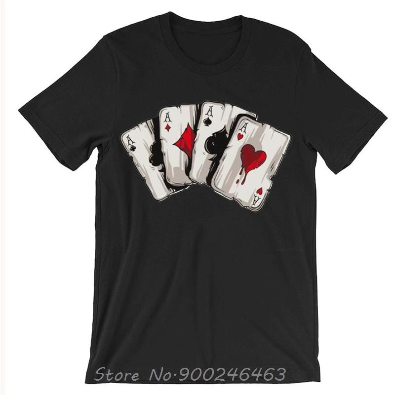 

Poker Cards Unisex T-shirt Cotton Shirts Boys DTG Printed Shirt Gifts Queen Hearts Shirt Southern Casino Tee Playing Card Deck 4XL