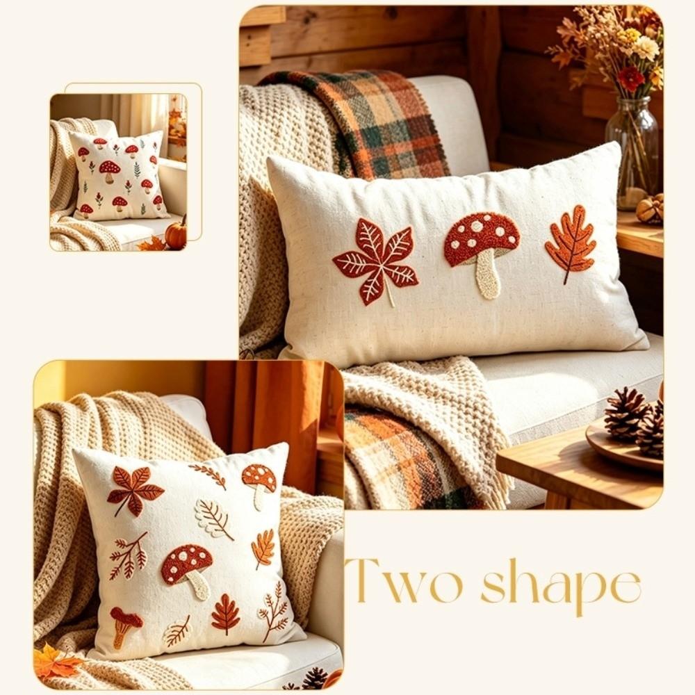 Mushroom Throw Pillow Covers Maple Leaves Autumn Pillowcase New Cushion Covers Sofa Decor