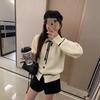 Autumn and Winter Design Sense Soft Waxy Lace-up Bow Casual Twist Versatile Knitted Cardigan Sweater Jacket