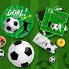 Fußballparty-Geschirr, 106-teiliges Fußball-Geburtstagsgeschirr-Set – Fußballteller und Servietten, Tischdecke, Banner usw., Fußball-Mottoparty-Geschirr