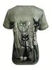 Ladies Cat Graphic Print V Neck Tee Short Sleeve Casual Summer T-Shirt