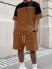 Summer T-Shirt Men's Running Athletic Outfit Two-Piece Set Crew Neck Short Sleeve Top & Shorts Men's Plus Size T-Shirt
