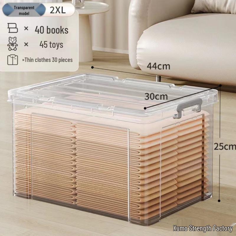Large Capacity Transparent Plastic Storage Box for Clothes & Snacks - Orange