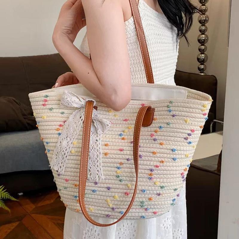 Handwoven Summer Beach Shoulder Tote Bag - Large Capacity Commuter Woven Bag for Women