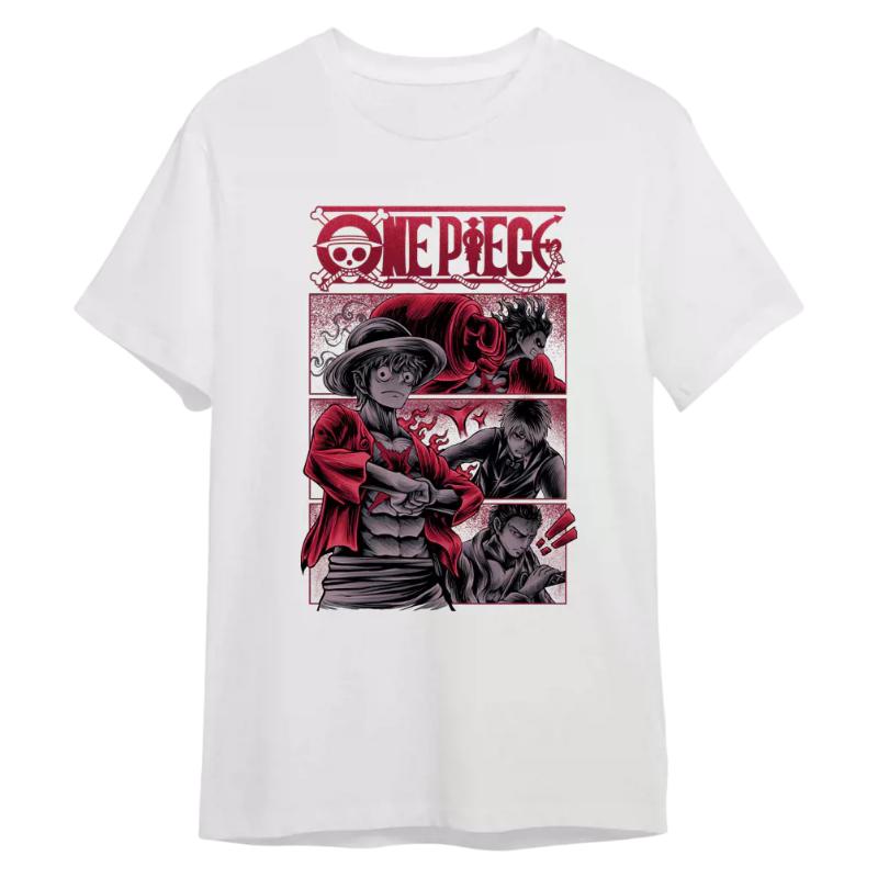 

One Piece Straw Hat Trio Manga Panel Harajuku TShirt Men Women Retro Line Art Cotton Anime Tee Casual Streetwear Loose Fit Top S