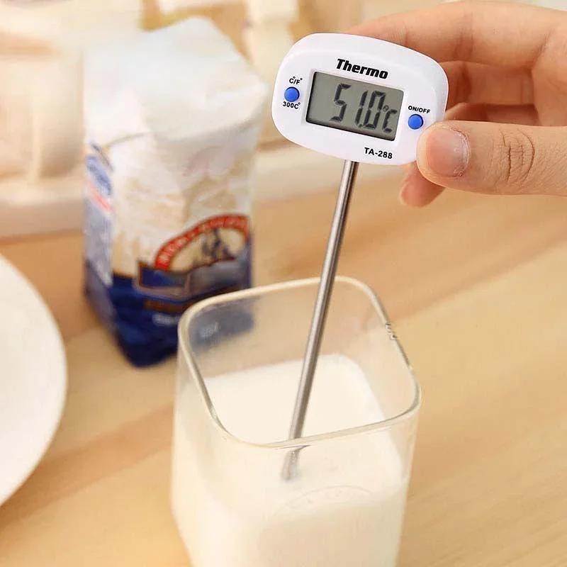 Portable Home Kitchen Electronic Thermometer Stainless Steel Insert Food Liquid Water Oil Food Thermometer Kitchen Tool