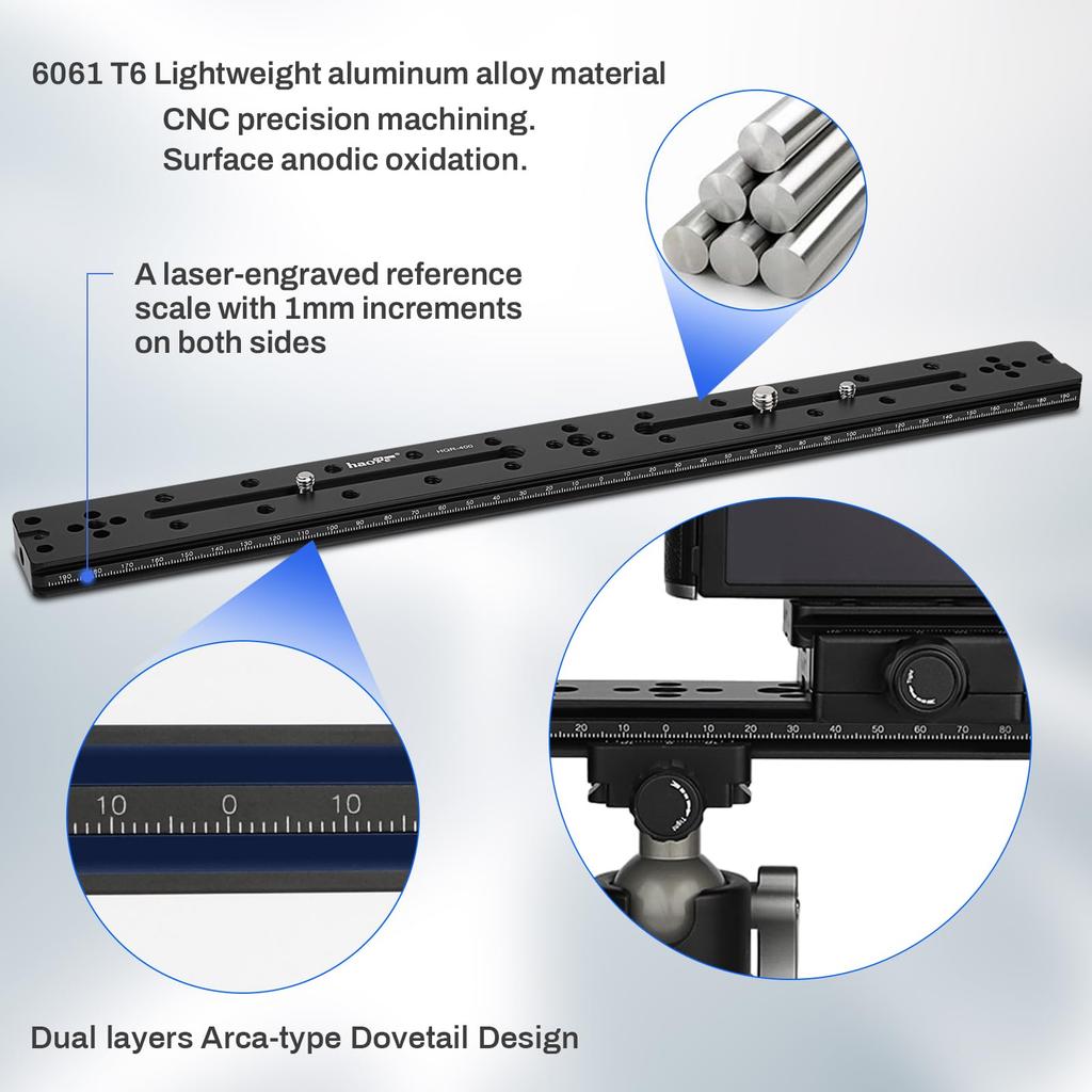 Haoge 400mm Dual Groove Long Extender Rail Sliding Plate for Camera Ball Head Benro Sunway Photo HQR-400 Multi-purpose Quick-Release Tripods, Clamp,