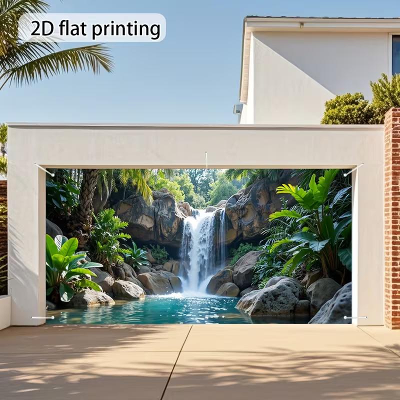 

2D Jungle Waterfall Scenery Backdrop, Outdoor Nature Waterfall Background Cloth for Photoshoot 47.2x31.5inch/120*80cm