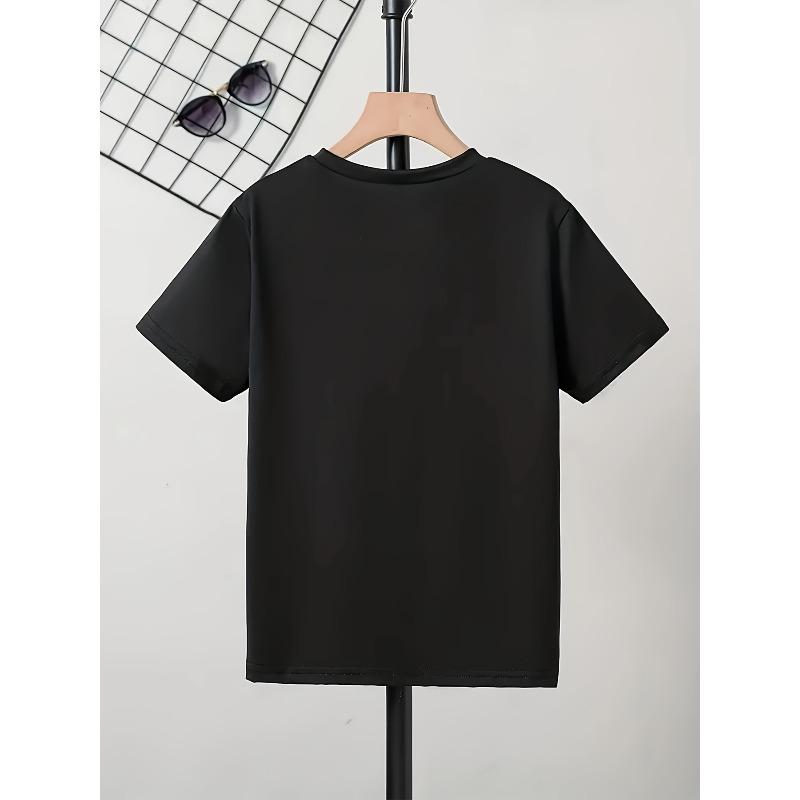 European size Childrens round-neck short-sleeved T-shirt with musical symbols