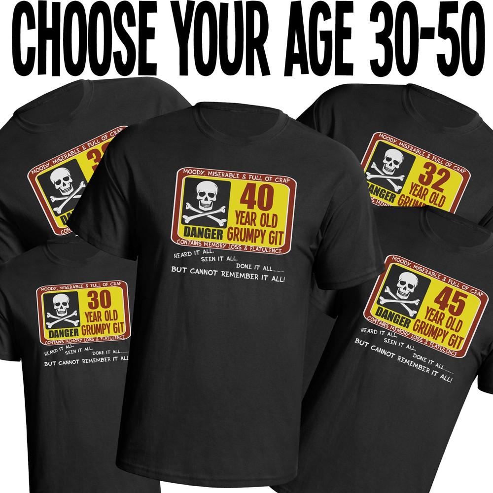 

Birthday Grumpy Git Mens T-Shirt Funny Choose Year 30th 40th 50th Premium Gift 2XL