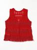 Ray Beams S/S Knit Vest, Striped Lace Knit Vest, Women's, Red, One Size