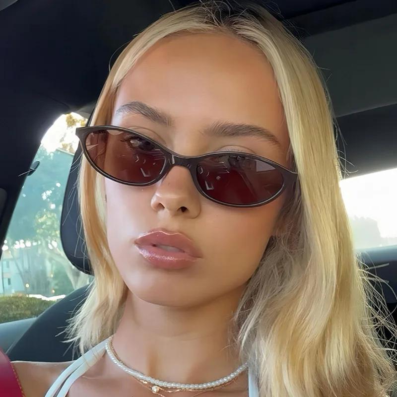 Retro Small Frame Ellipse Sun Glasses for Women Brand Black Round-shaped Cool Sun Glasses Designer Sun Glasses