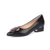 Square Head Buckle Thick Heel Single Shoes Women's Autumn New Versatile Light Mouth Middle Heel Work Four Seasons Shoes Ladyshoes Doudou Shoes