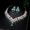 Exquisite Colored Rhinestone Necklace Earrings Set Party Dress Accessories Necklace