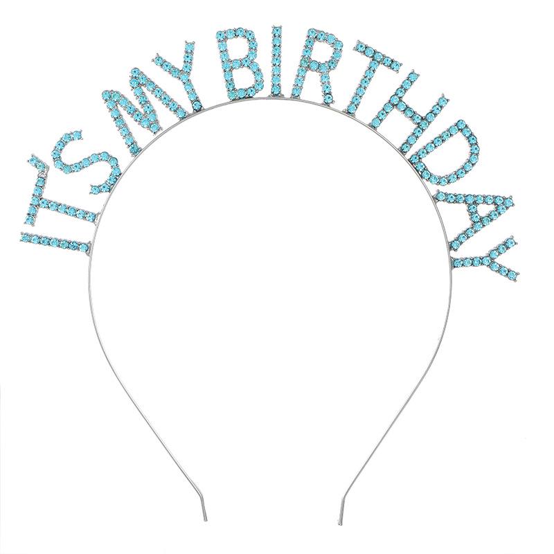 Women's Rhinestone Birthday Crown Headband - Crystal Letter Design