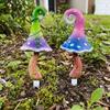 1 Pair Vintage Hand Painted Mushroom Potted Landscape Stake  Outdoor Lawns