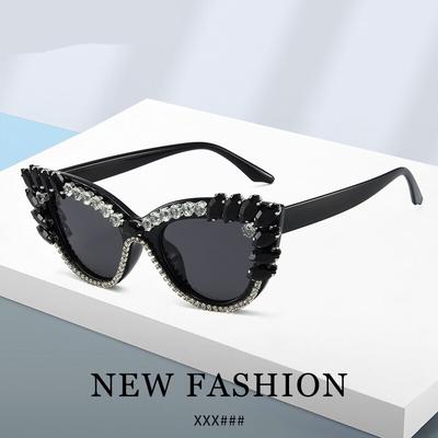 Elegantes Gafas de Sol Cat Eye con Diamantes para Mujer Moda Personalizadas de Moda Gafas de Sol Femeninas Cristal Montura Grande Gafas de Sol Vintage