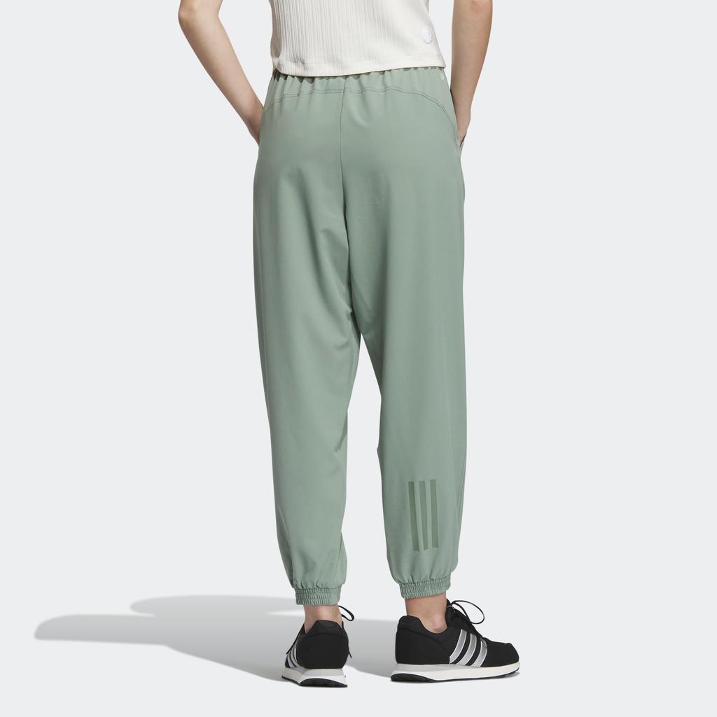 Adidas Woven Drawstring Sports Casual Pants Women Bottoms Silver-Grey Green IN9072