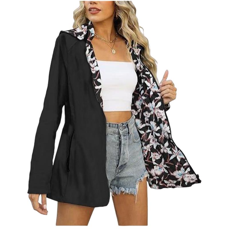 Giacca a Vento da Donna Reversibile Autunno 2024 con Stampa e Zip - Giacca Moda Coreana Giapponese