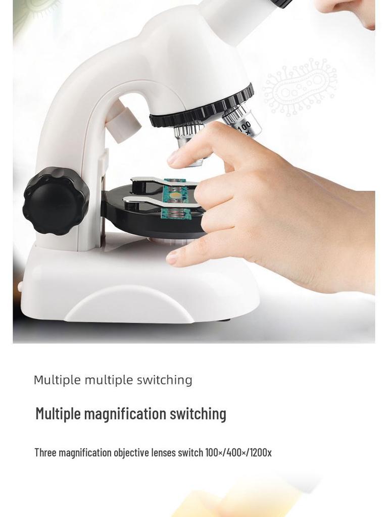 Dětský mikroskop 1200x - Vzdělávací STEM hračka pro elementární vědecký průzkum