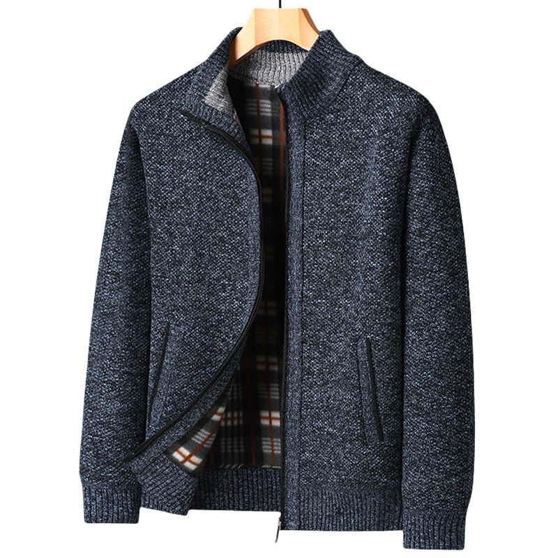 Woodpecker Herren Fleece-gefütterte Strickjacke: Herbst/Winter-Ausgabe 2025 - Lässiger, warmer Pullover für Väter mittleren Alters.