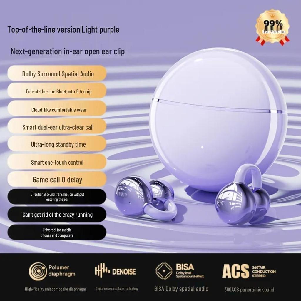 Rovani Bluetooth Ohrclip-Kopfhörer: Trendige Ästhetik, Wolkenkomfort, 5,4 Chip, Kein Ruckeln für Frauen.