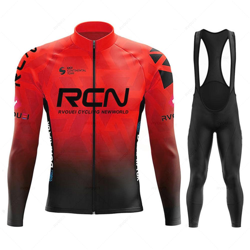 Team Autumn Cycling Jersey Bib Pants Set Ropa Ciclismo Bicycle MTB Clothing Road Bike Suit Men Long Sleeve Bicicleta Set