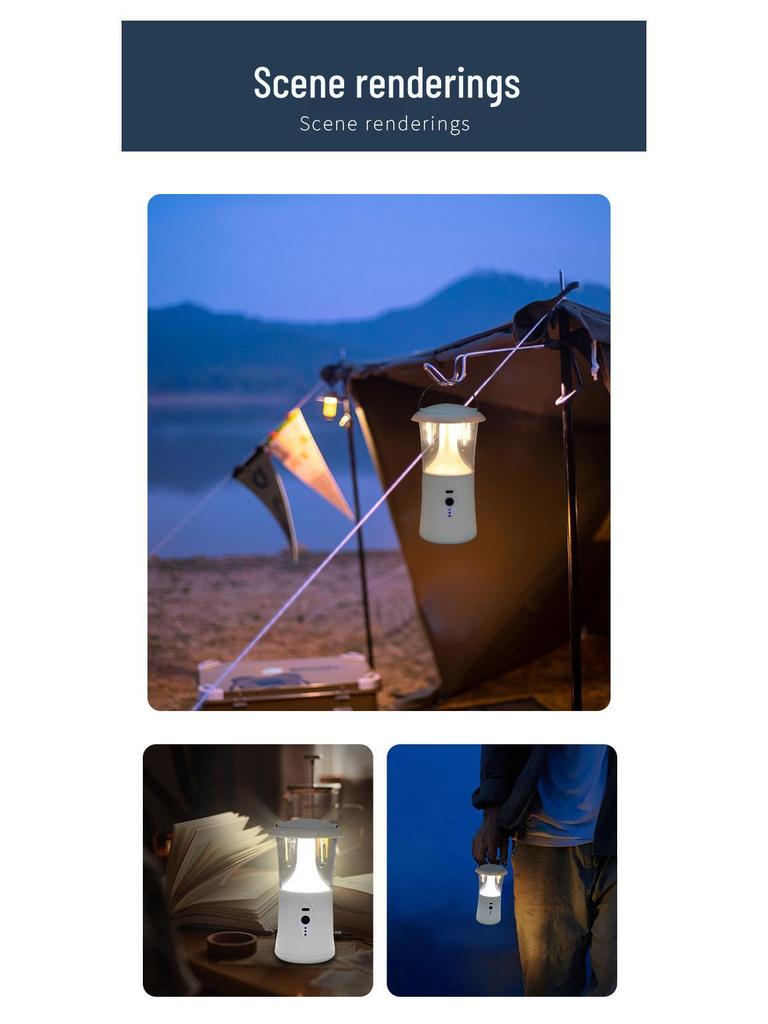 Portable Solar Rechargeable Tungsten Lantern for Camping and Outdoor Atmosphere Lighting